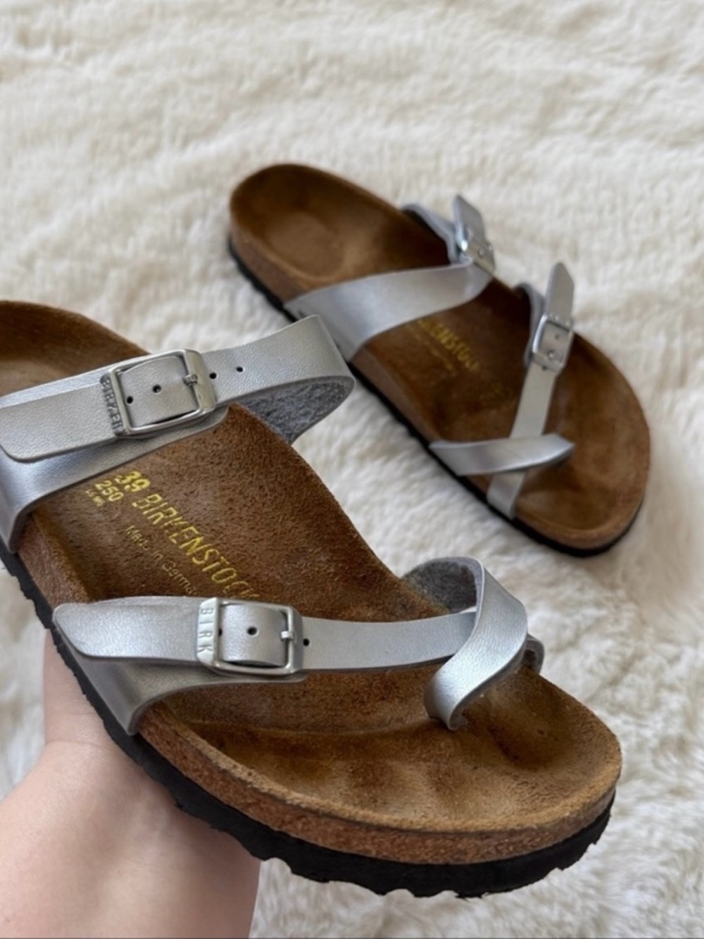 Birkenstock Silver Metallic Mayari Sandals 39 N